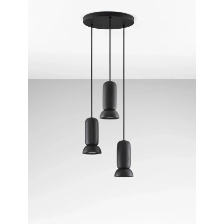 Lampa wisząca ceramiczna 3 punktowa Arlo 33cm czarna