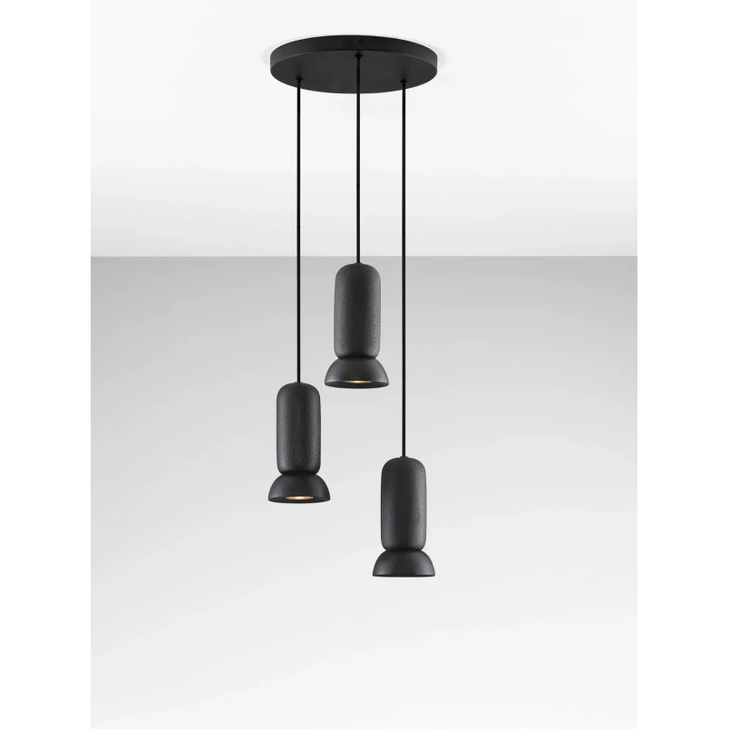 Lampa wisząca ceramiczna 3 punktowa Arlo 33cm czarna