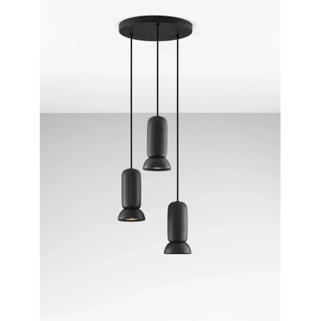 Lampa wisząca ceramiczna 3 punktowa Arlo 33cm czarna