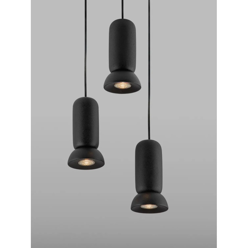 Lampa wisząca ceramiczna 3 punktowa Arlo 33cm czarna