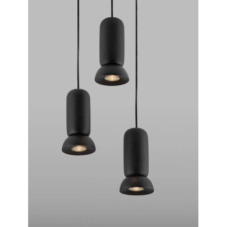 Lampa wisząca ceramiczna 3 punktowa Arlo 33cm czarna