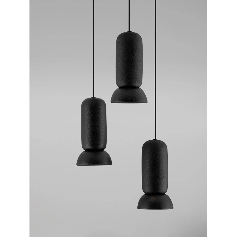 Lampa wisząca ceramiczna 3 punktowa Arlo 33cm czarna