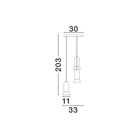 Lampa wisząca ceramiczna 3 punktowa Arlo 33cm czarna