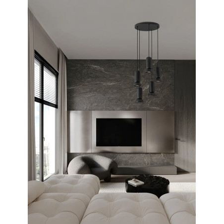 Lampa wisząca ceramiczna 5 punktowa Arlo 41cm czarna