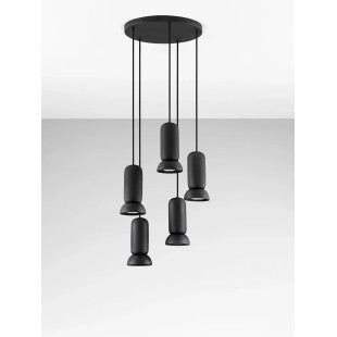 Lampa wisząca ceramiczna 5 punktowa Arlo 41cm czarna