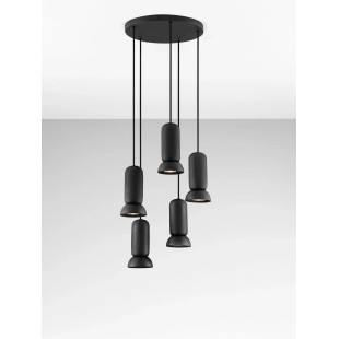 Lampa wisząca ceramiczna 5 punktowa Arlo 41cm czarna