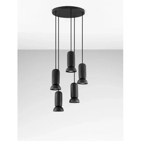 Lampa wisząca ceramiczna 5 punktowa Arlo 41cm czarna