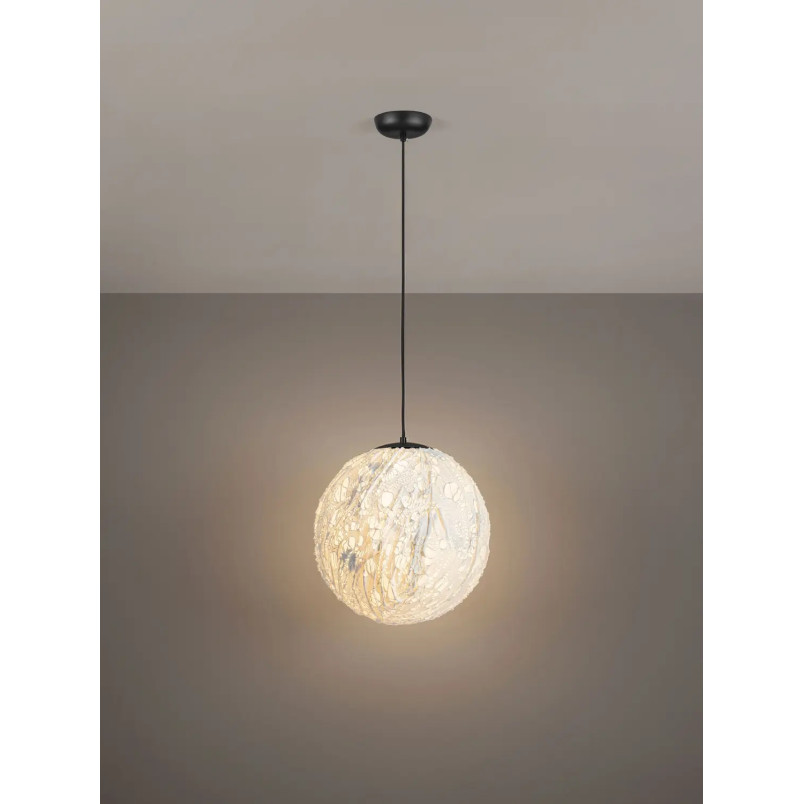 Lampa wisząca japandi w kształcie kuli Sabi Art-Made 40cm len / pulpa papierowa