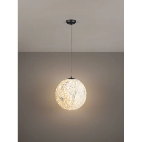 Lampa wisząca japandi w kształcie kuli Sabi Art-Made 40cm len / pulpa papierowa