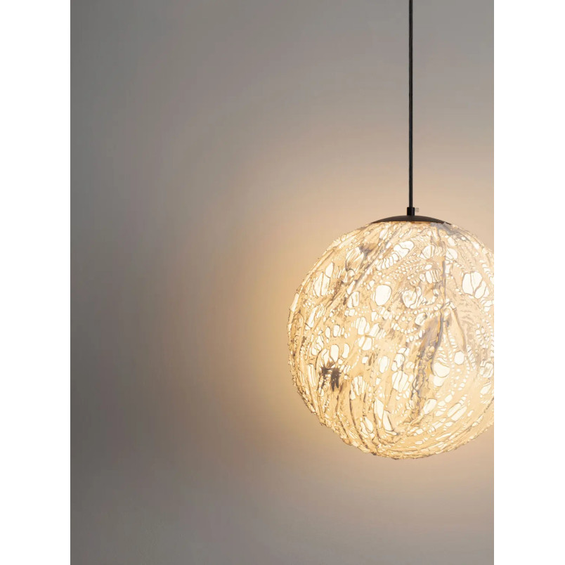 Lampa wisząca japandi w kształcie kuli Sabi Art-Made 40cm len / pulpa papierowa