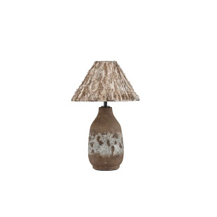 Lampa stołowa japandi Sabi Art-Made 65cm len / pulpa papierowa / beżowo-brązowa ceramika