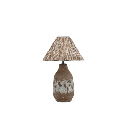 Lampa stołowa japandi Sabi Art-Made 65cm len / pulpa papierowa / beżowo-brązowa ceramika