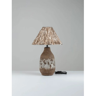 Lampa stołowa japandi Sabi Art-Made 65cm len / pulpa papierowa / beżowo-brązowa ceramika