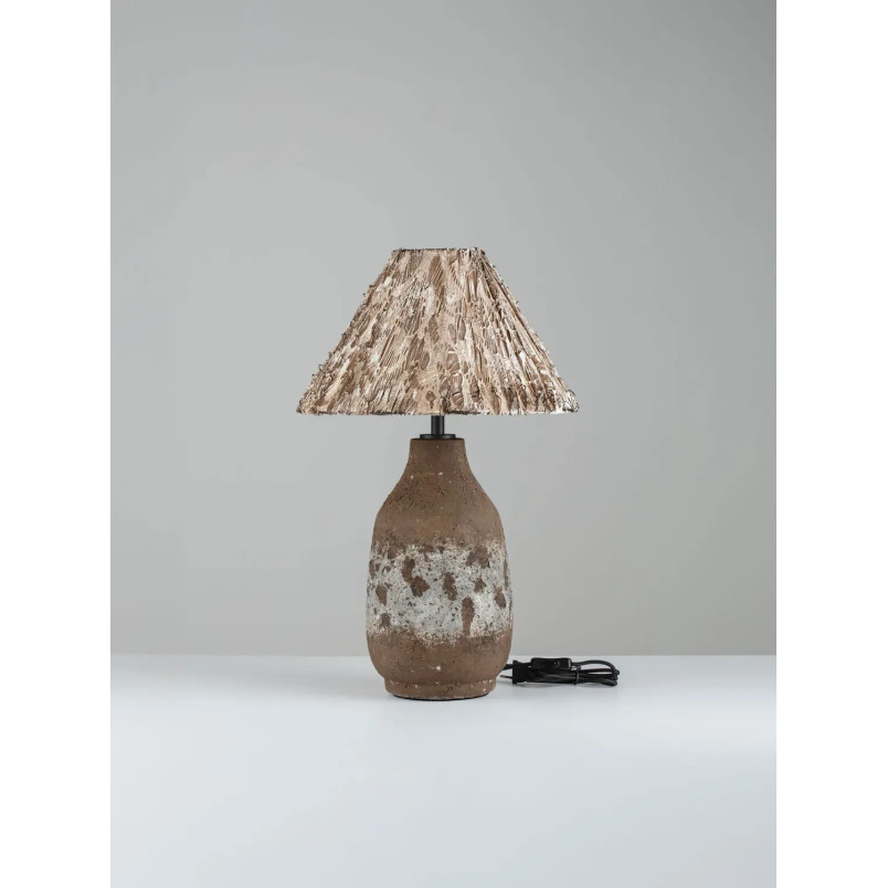 Lampa stołowa japandi Sabi Art-Made 65cm len / pulpa papierowa / beżowo-brązowa ceramika
