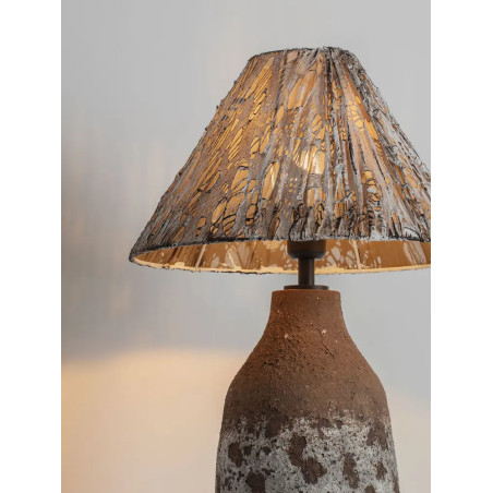 Lampa stołowa japandi Sabi Art-Made 65cm len / pulpa papierowa / beżowo-brązowa ceramika