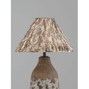 Lampa stołowa japandi Sabi Art-Made 65cm len / pulpa papierowa / beżowo-brązowa ceramika