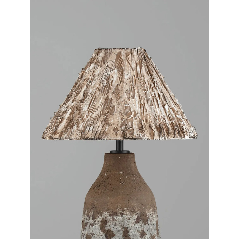 Lampa stołowa japandi Sabi Art-Made 65cm len / pulpa papierowa / beżowo-brązowa ceramika