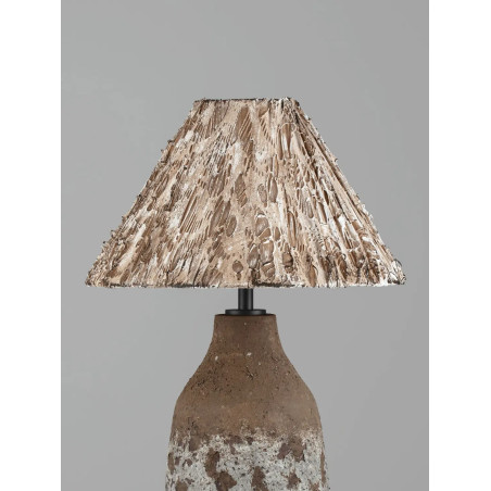 Lampa stołowa japandi Sabi Art-Made 65cm len / pulpa papierowa / beżowo-brązowa ceramika