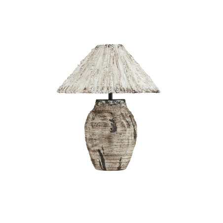 Lampa stołowa japandi Sabi Art-Made 65cm len / pulpa papierowa / beżowa ceramika