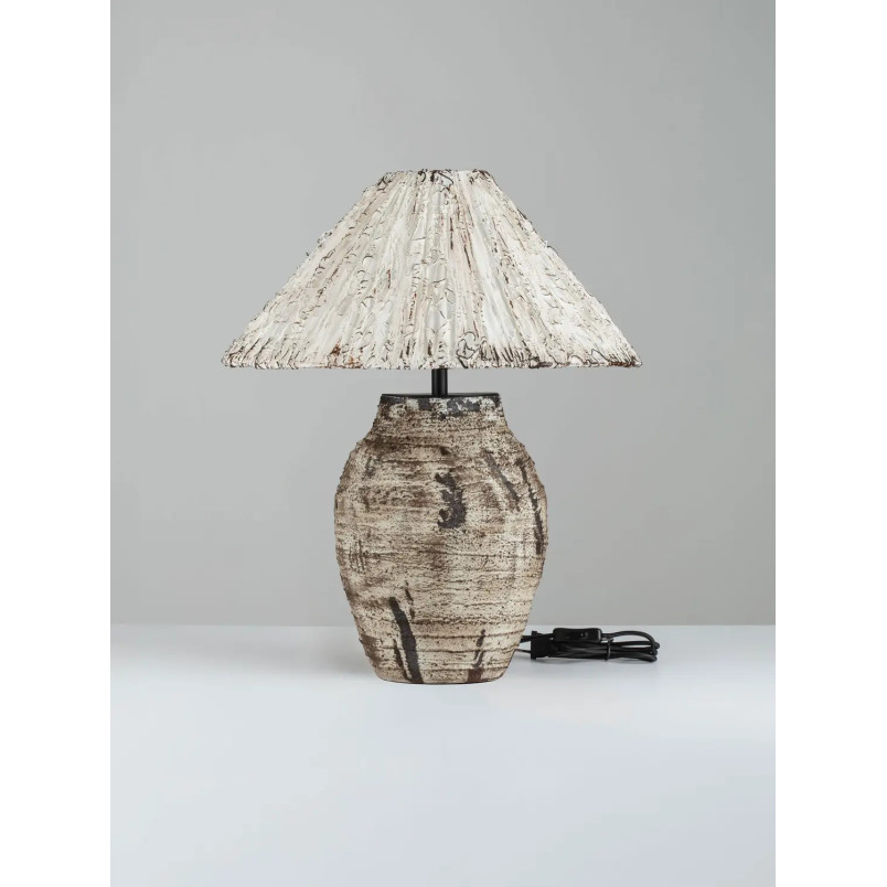 Lampa stołowa japandi Sabi Art-Made 65cm len / pulpa papierowa / beżowa ceramika