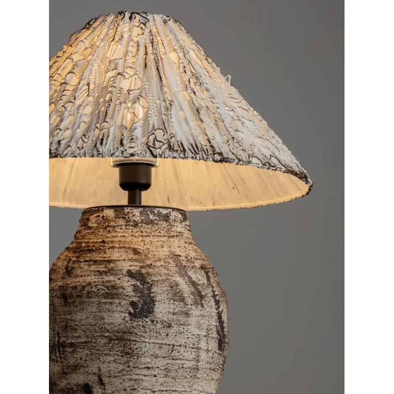Lampa stołowa japandi Sabi Art-Made 65cm len / pulpa papierowa / beżowa ceramika