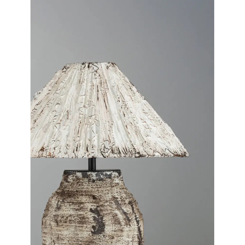 Lampa stołowa japandi Sabi Art-Made 65cm len / pulpa papierowa / beżowa ceramika