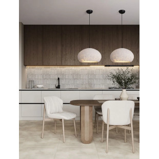 Lampa wisząca japandi ze strukturą Shiro 45cm złamana biel