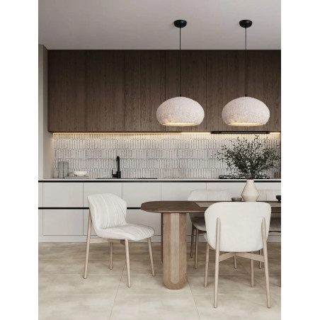Lampa wisząca japandi ze strukturą Shiro 45cm złamana biel
