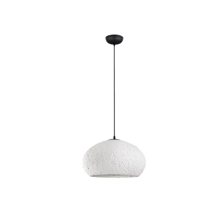 Lampa wisząca japandi ze strukturą Shiro 45cm złamana biel
