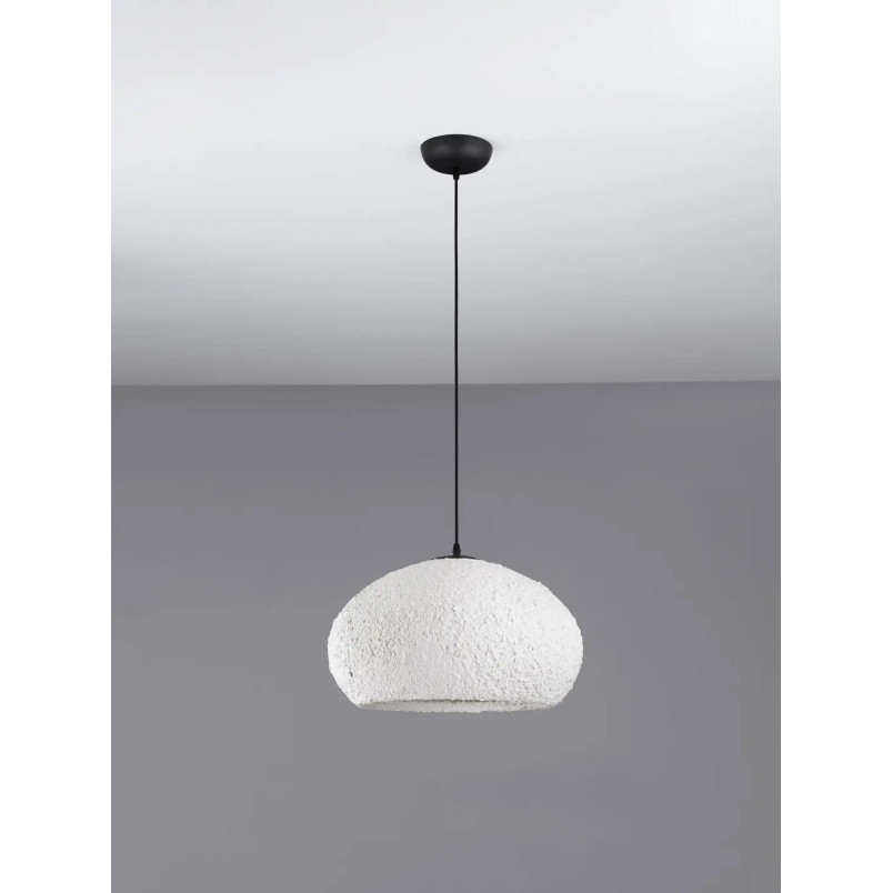 Lampa wisząca japandi ze strukturą Shiro 45cm złamana biel