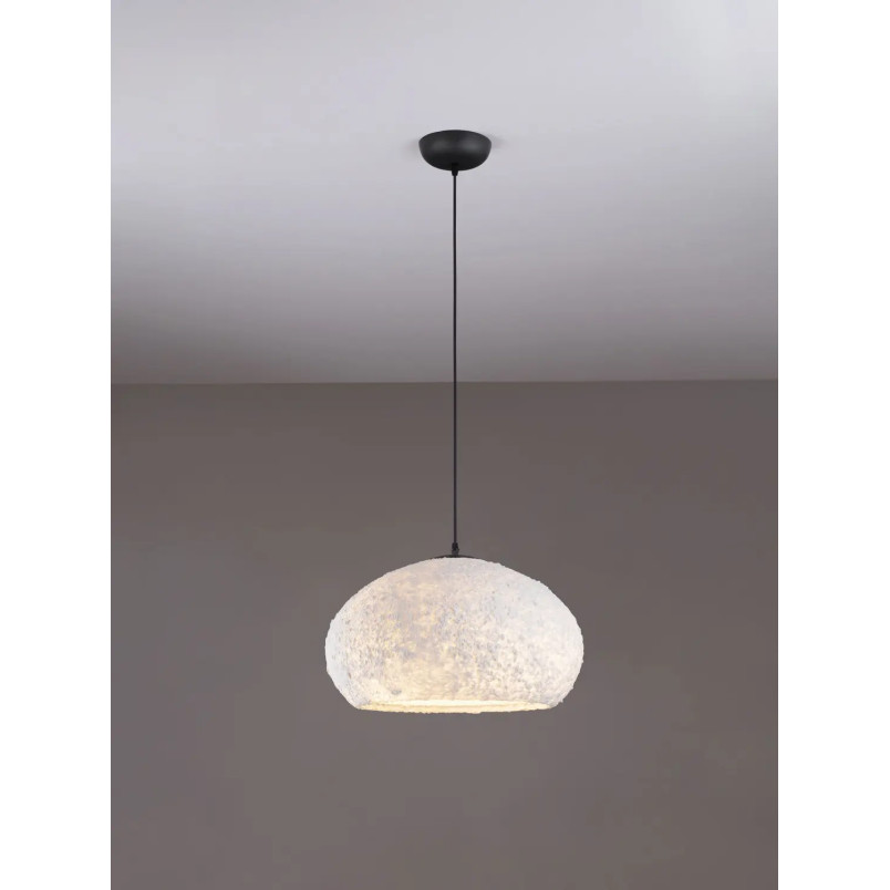 Lampa wisząca japandi ze strukturą Shiro 45cm złamana biel