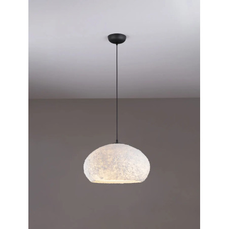 Lampa wisząca japandi ze strukturą Shiro 45cm złamana biel