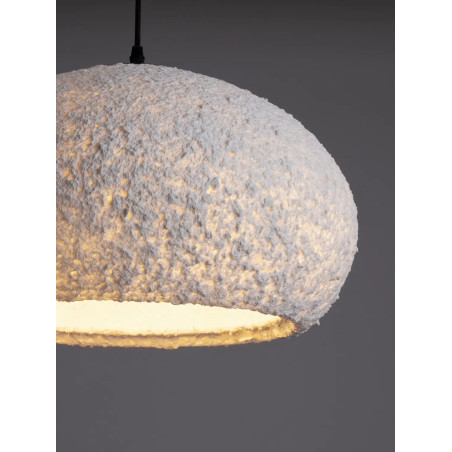 Lampa wisząca japandi ze strukturą Shiro 45cm złamana biel