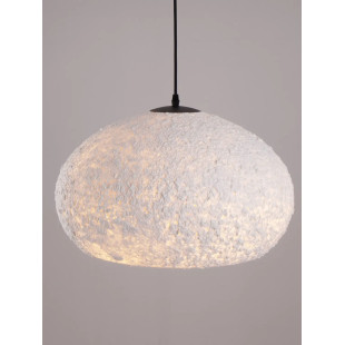 Lampa wisząca japandi ze strukturą Shiro 45cm złamana biel