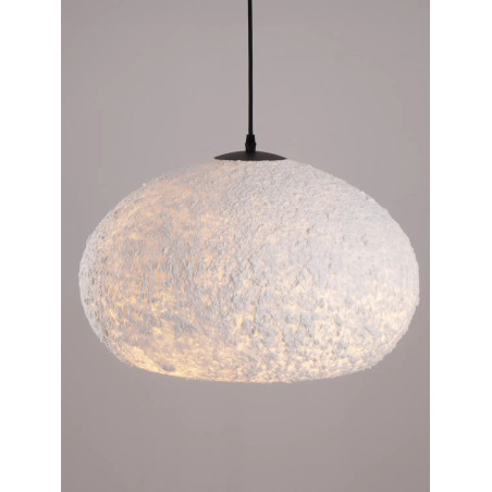 Lampa wisząca japandi ze strukturą Shiro 45cm złamana biel