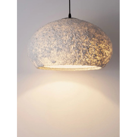 Lampa wisząca japandi ze strukturą Shiro 45cm złamana biel