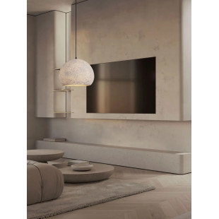 Lampa wisząca japandi ze strukturą Shiro II 45cm złamana biel