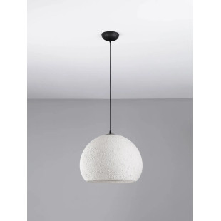 Lampa wisząca japandi ze strukturą Shiro II 45cm złamana biel