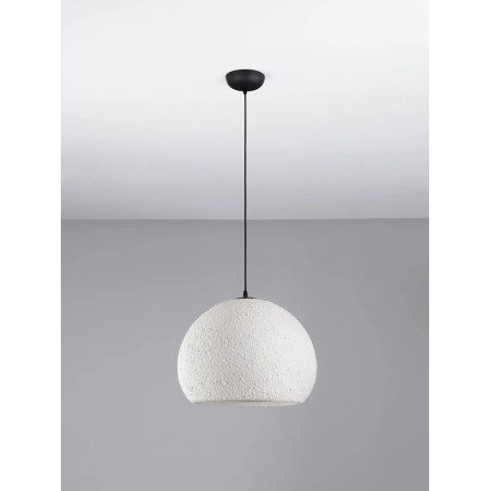 Lampa wisząca japandi ze strukturą Shiro II 45cm złamana biel