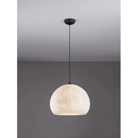 Lampa wisząca japandi ze strukturą Shiro II 45cm złamana biel