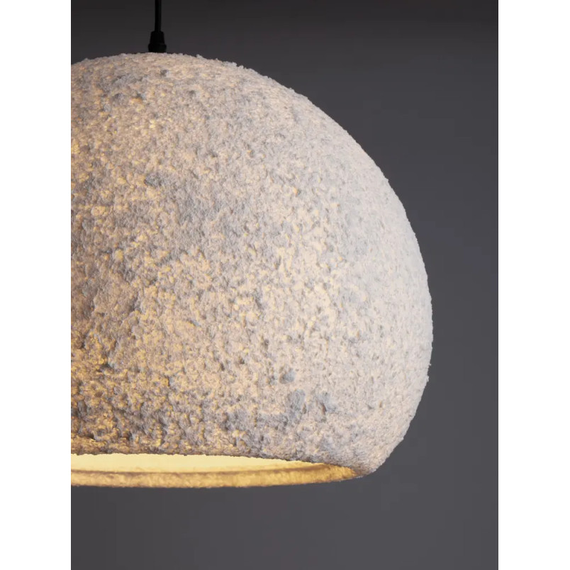 Lampa wisząca japandi ze strukturą Shiro II 45cm złamana biel