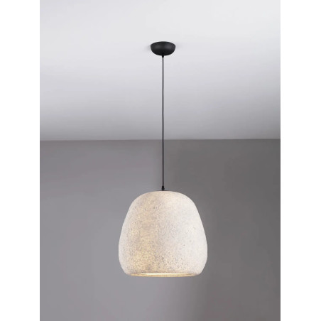 Lampa wisząca japandi ze strukturą Shiro III 45cm złamana biel