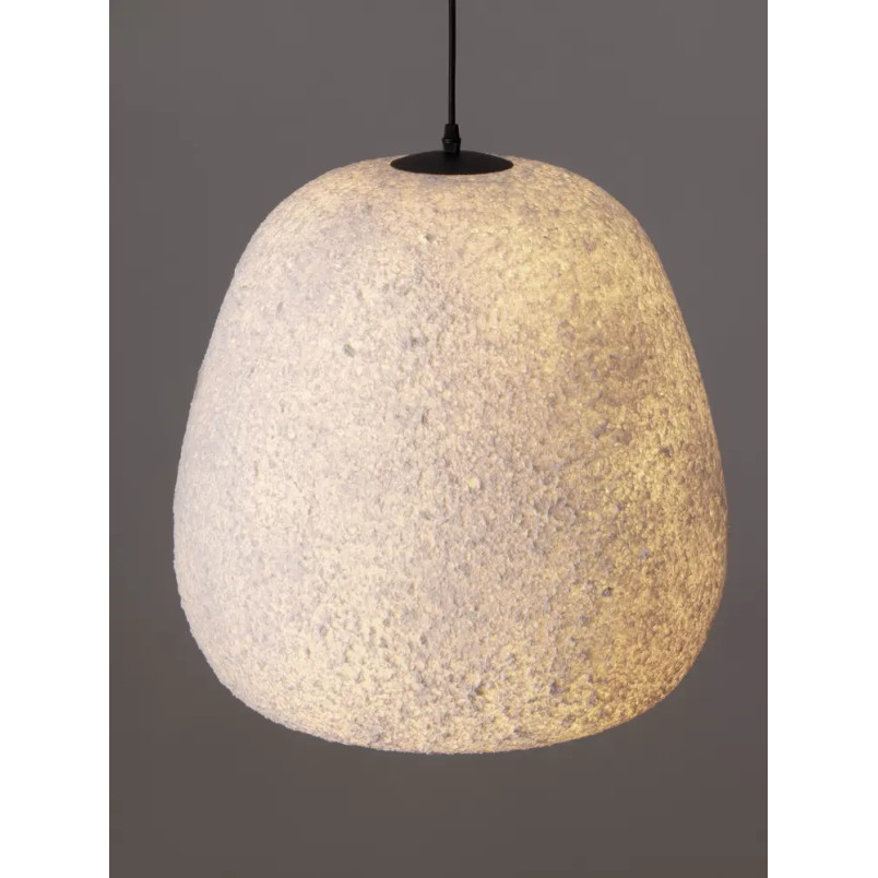 Lampa wisząca japandi ze strukturą Shiro III 45cm złamana biel