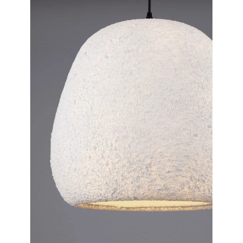 Lampa wisząca japandi ze strukturą Shiro III 45cm złamana biel