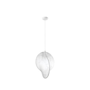 Lampa wisząca japandi z jedwabnym kloszem Tokio 53cm złamana biel