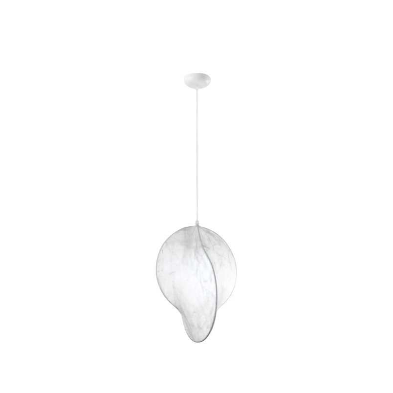 Lampa wisząca japandi z jedwabnym kloszem Tokio 53cm złamana biel