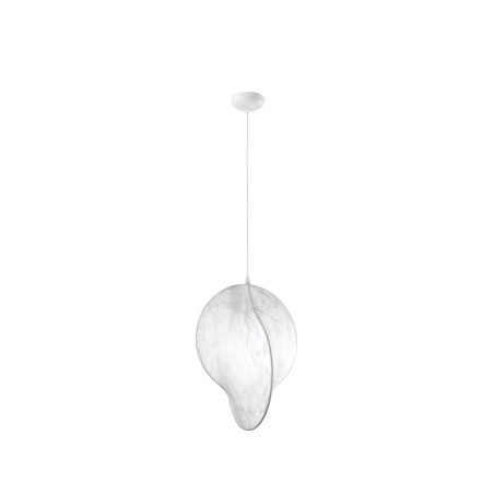 Lampa wisząca japandi z jedwabnym kloszem Tokio 53cm złamana biel