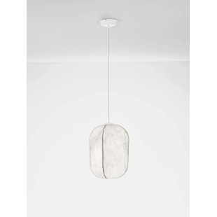 Lampa wisząca japadni z jedwabny kloszem Pagoda 30cm biała