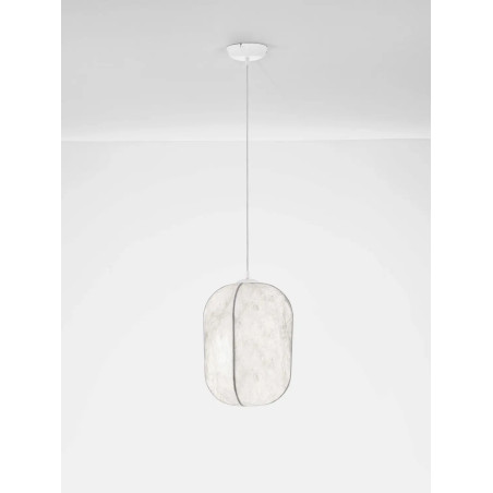 Lampa wisząca japadni z jedwabny kloszem Pagoda 30cm biała
