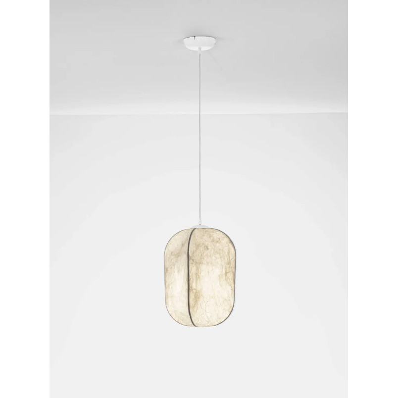 Lampa wisząca japadni z jedwabny kloszem Pagoda 30cm biała
